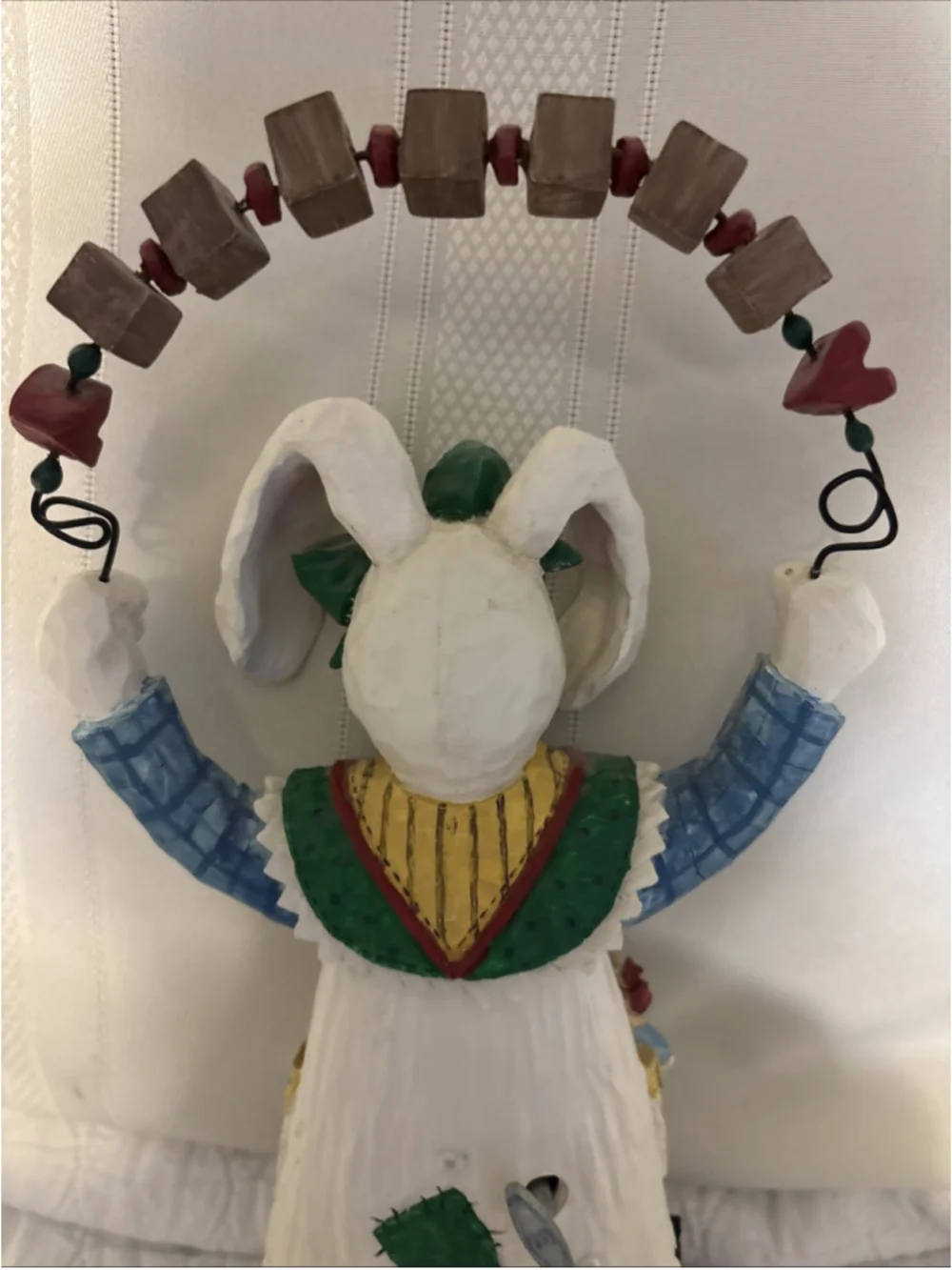San Francisco Country Folk Art Rabbit Music Box “Home Sweet Home” 12”tall